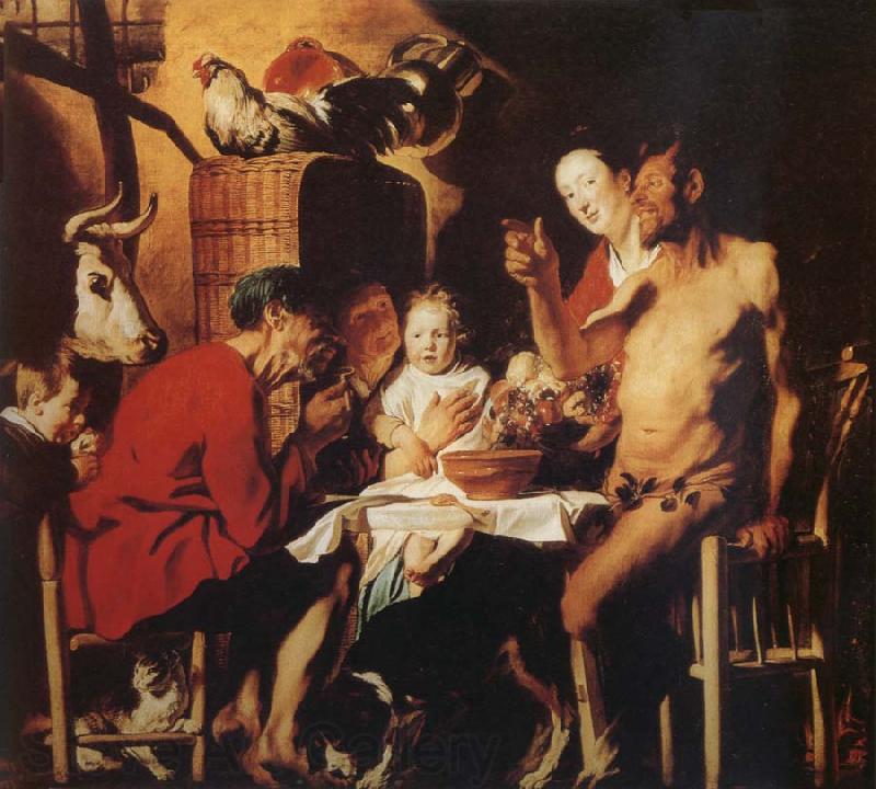 Jacob Jordaens The Satyr and the Farmer's Family France oil painting art